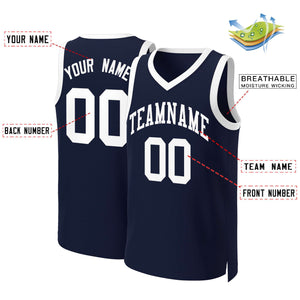 Maillot de basket-ball classique blanc marine personnalisé