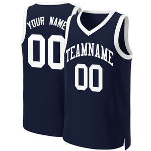 Maillot de basket-ball classique blanc marine personnalisé