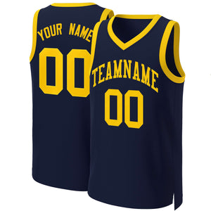 Custom Navy Yellow Classic Tops Basketball Jersey