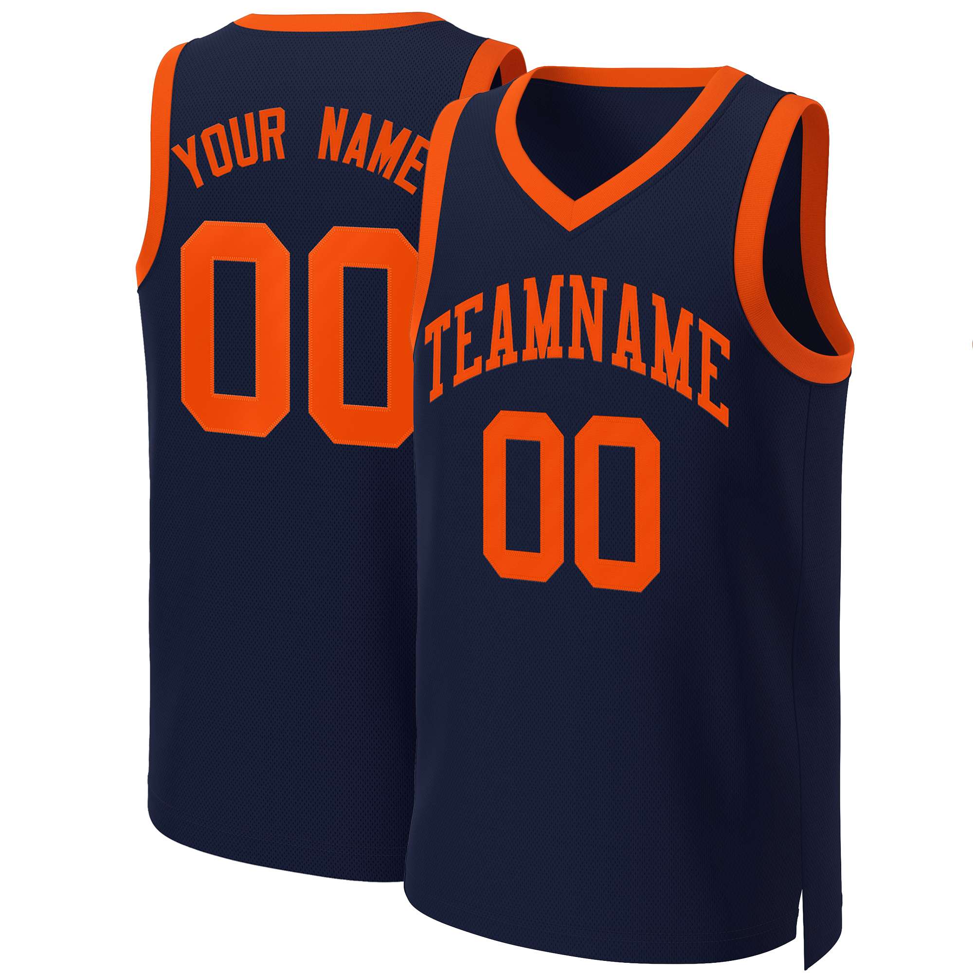 Custom Navy Orange Classic Tops Basketball Jersey