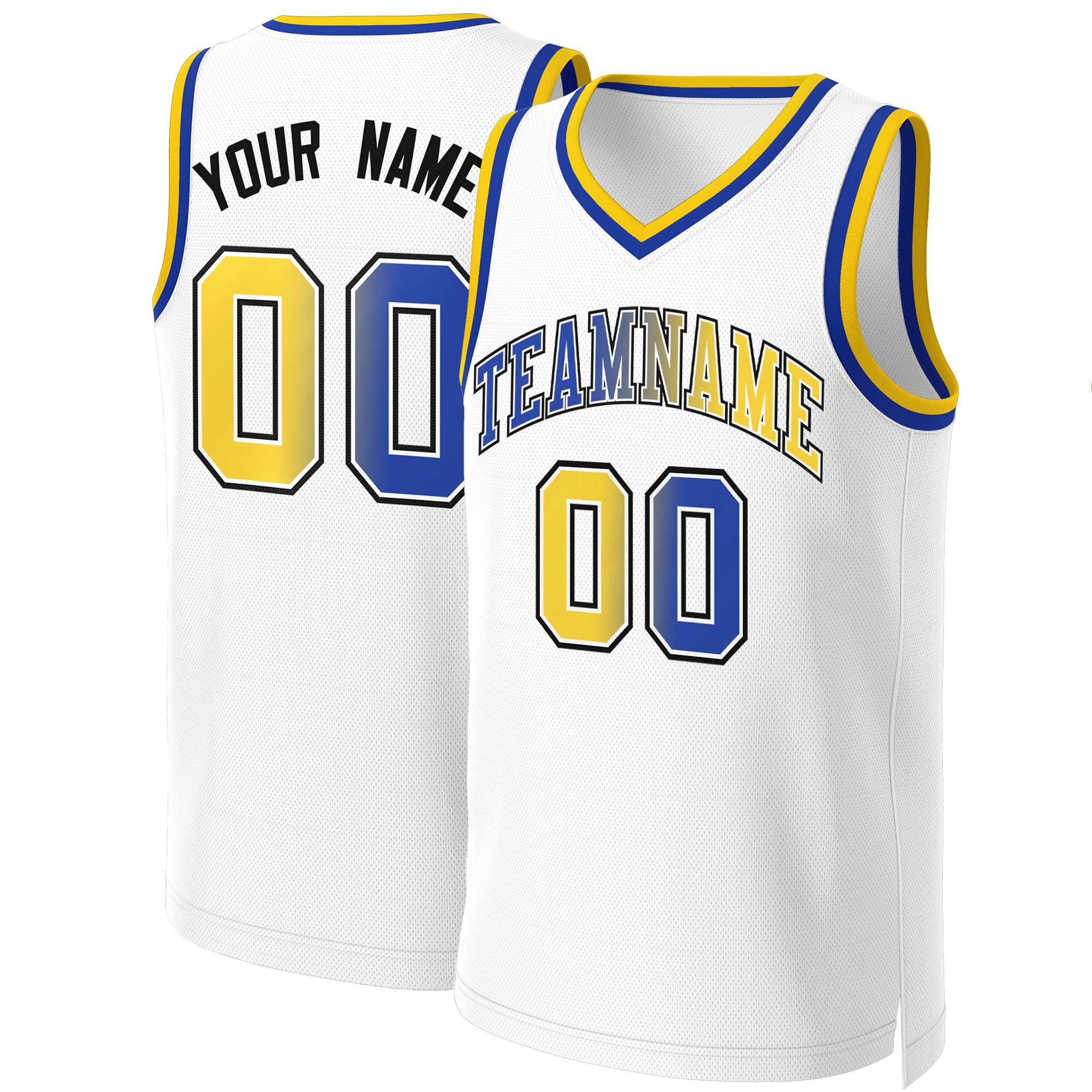 Custom White Royal-White Classic Gradient Fashion Tops Basketball Jersey