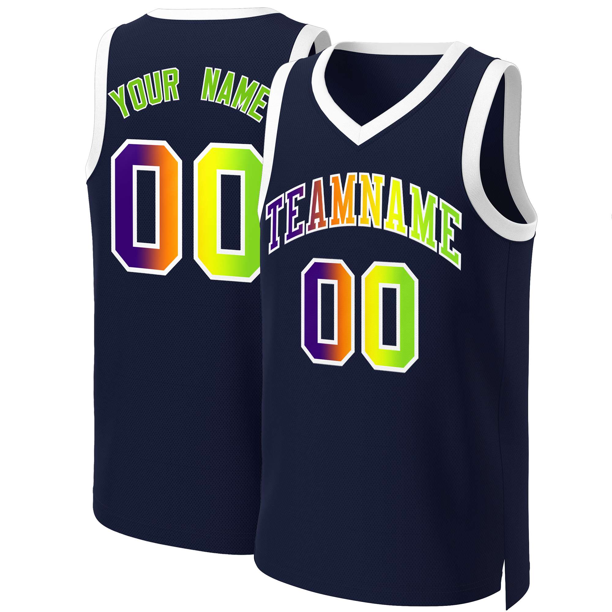 Custom Navy Purple-White Classic Gradient Fashion Tops Basketball Jersey