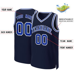 Custom Navy Royal-White Classic Tops Basketball Jersey