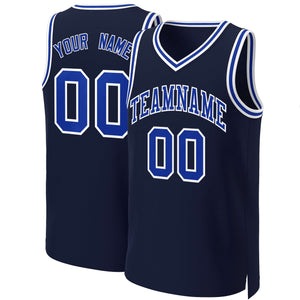 Custom Navy Royal-White Classic Tops Basketball Jersey