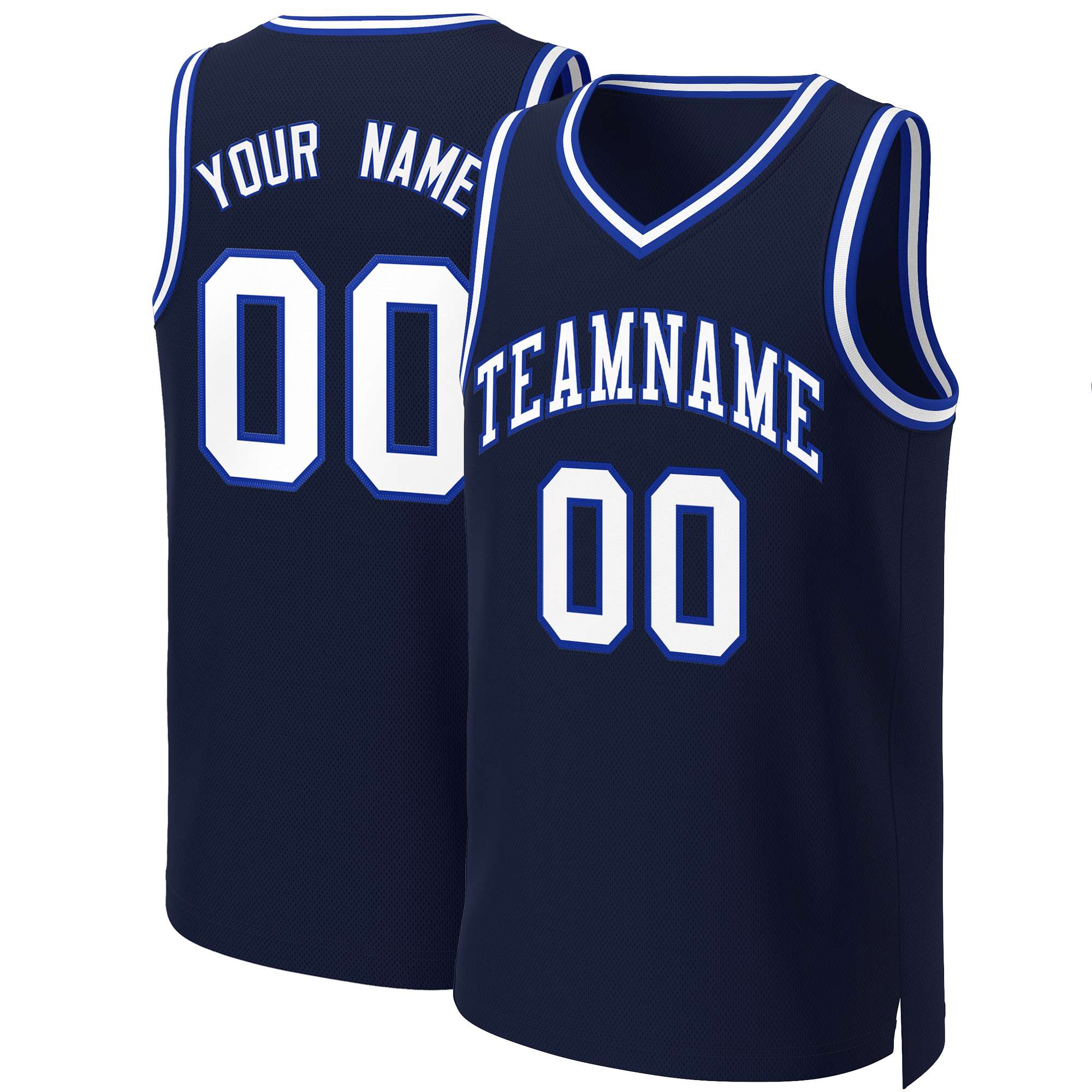 Custom Navy White-Royal Classic Tops Basketball Jersey