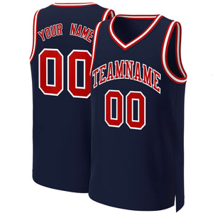 Custom Navy Red-White Classic Tops Basketball Jersey