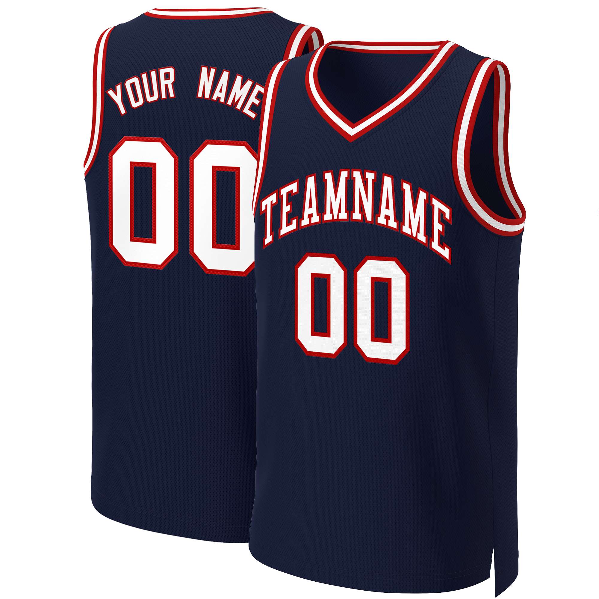 Custom Navy White-Red Classic Tops Basketball Jersey