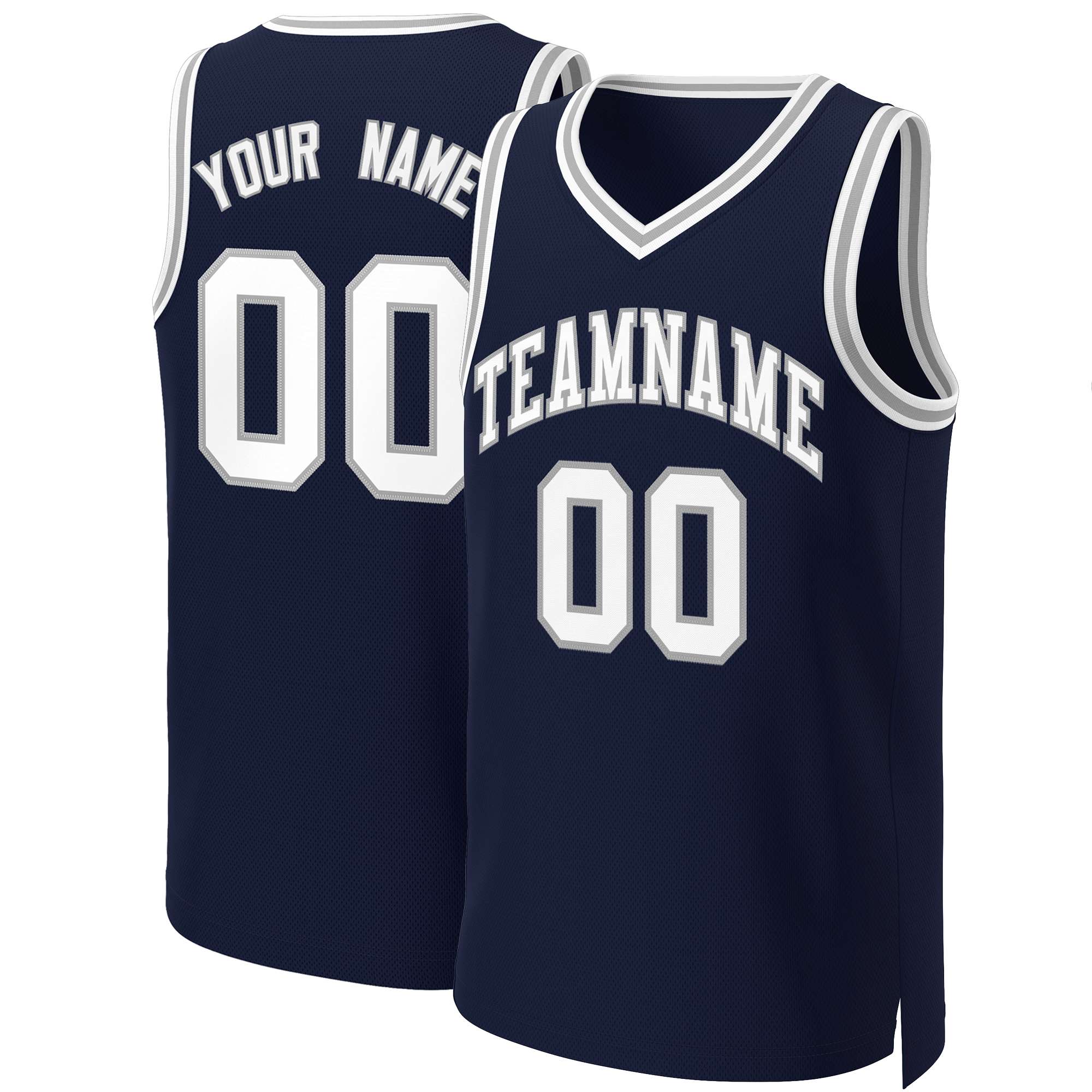 Custom Navy White-Gray Classic Tops Basketball Jersey