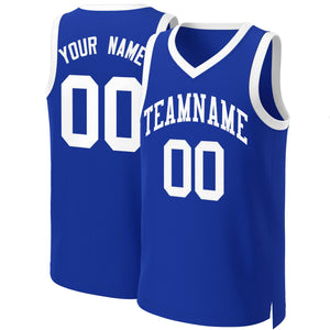 Maillot de basket-ball personnalisé Royal White Classic Tops