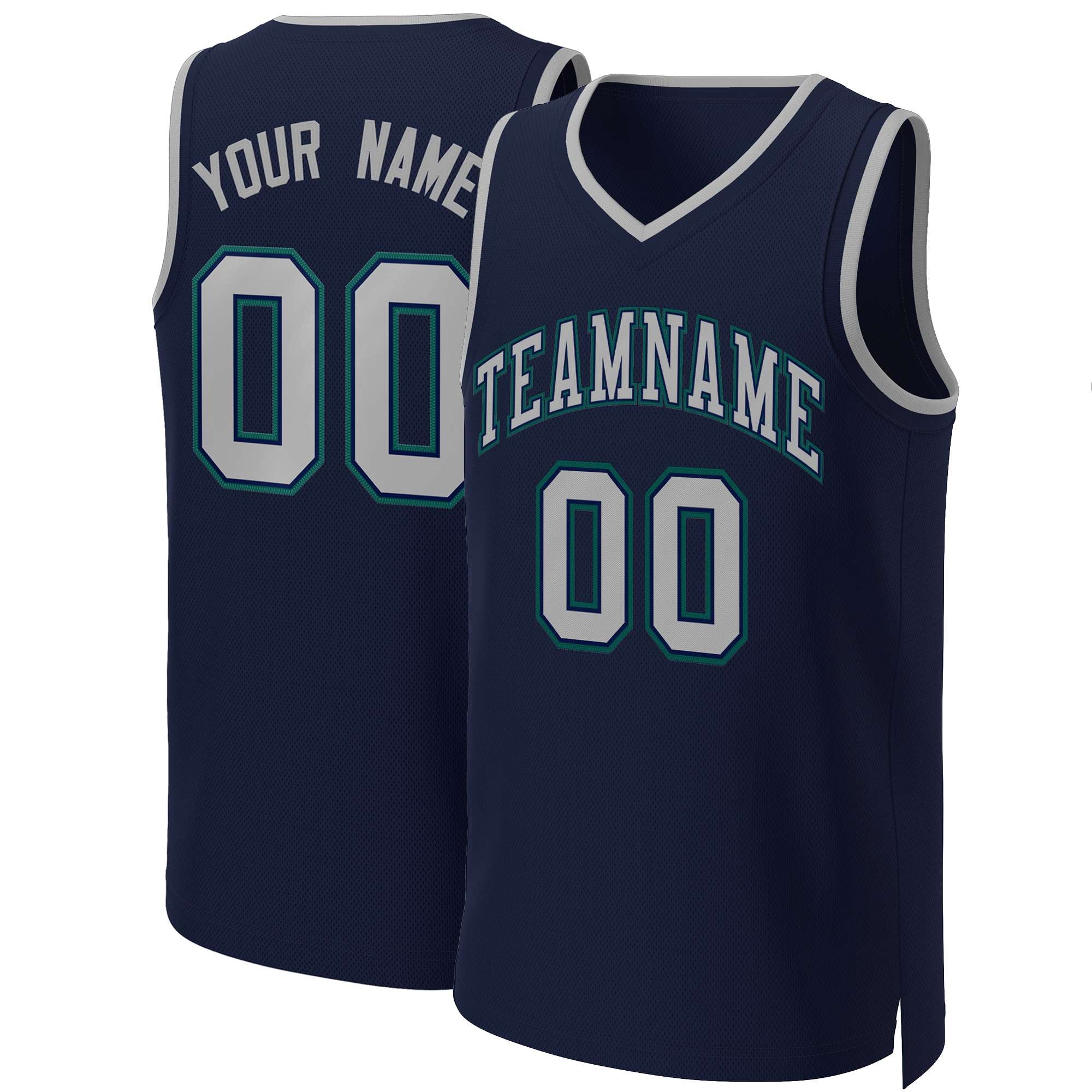 Custom Navy Gray-Navy Classic Tops Basketball Jersey