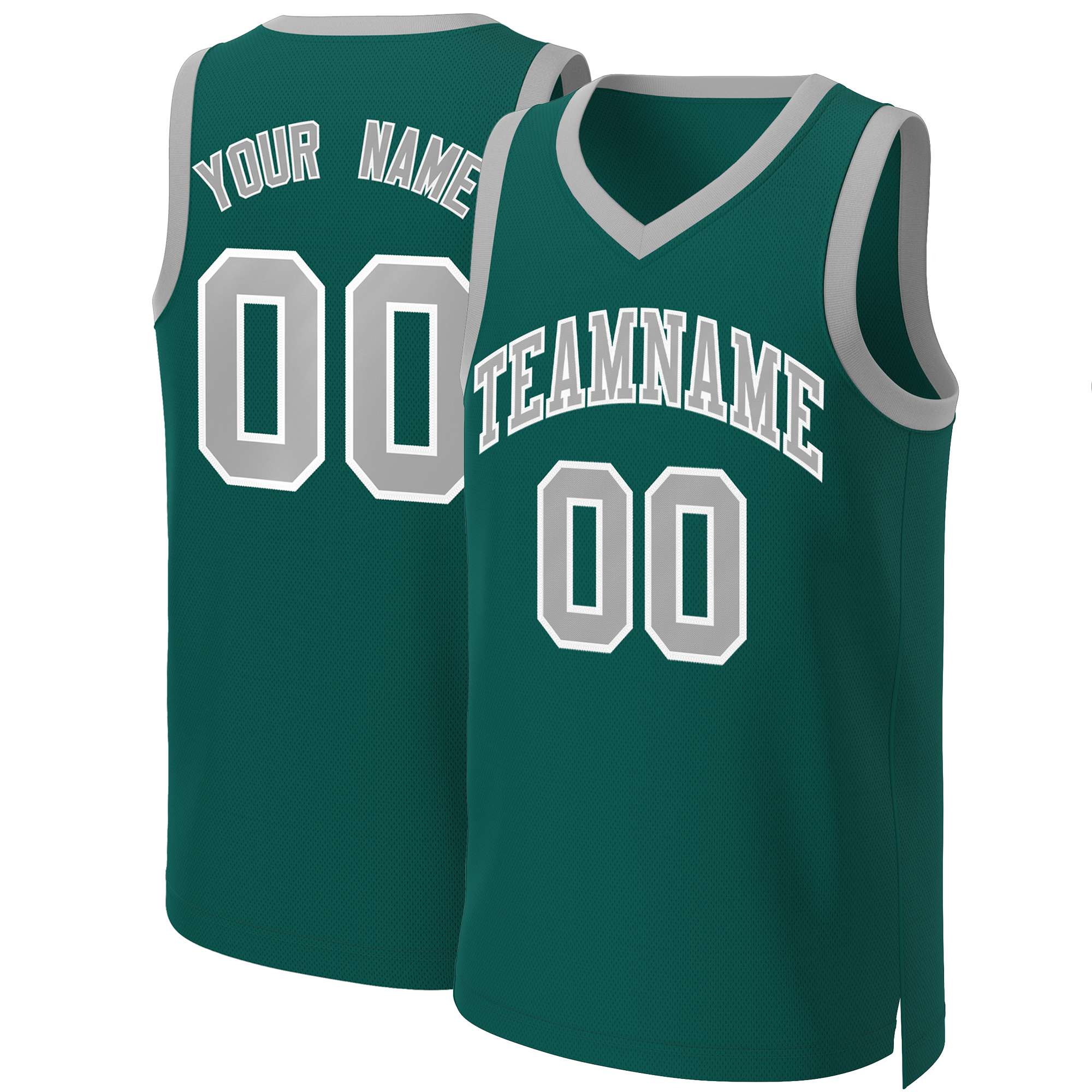 Maillot de basket-ball classique personnalisé gris-blanc Aqua