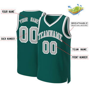 Maillot de basket-ball classique personnalisé gris-blanc Aqua