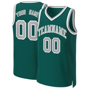 Maillot de basket-ball classique personnalisé gris-blanc Aqua