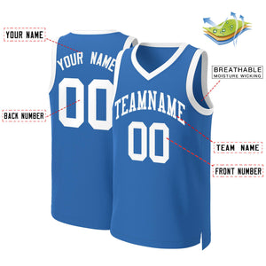 Custom Blue White Classic Tops Basketball Jersey