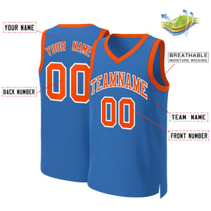 Custom Blue Orange-White Classic Tops Basketball Jersey