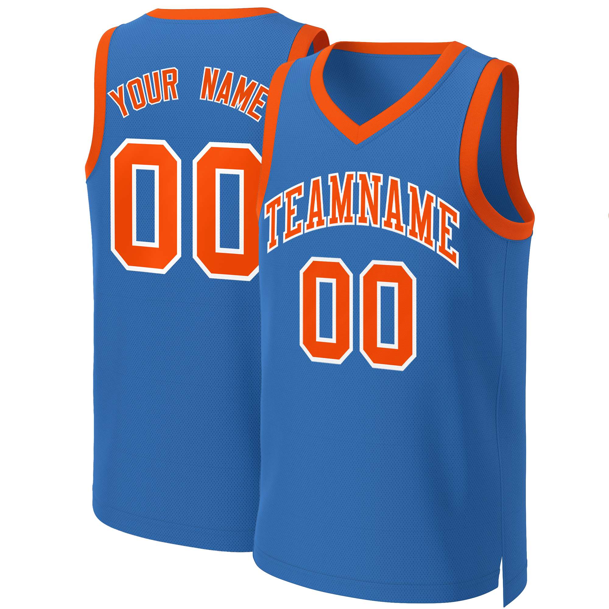 Custom Blue Orange-White Classic Tops Basketball Jersey