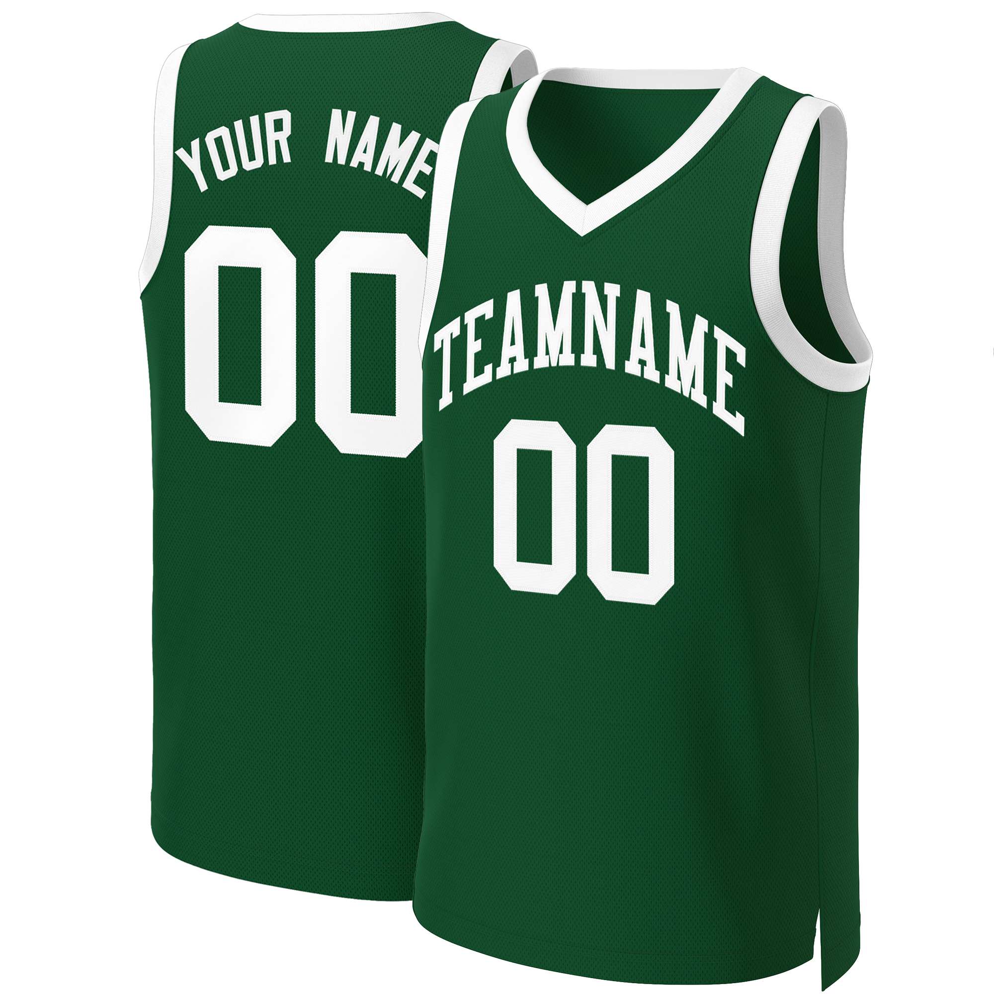 Maillot de basket-ball classique vert et blanc personnalisé