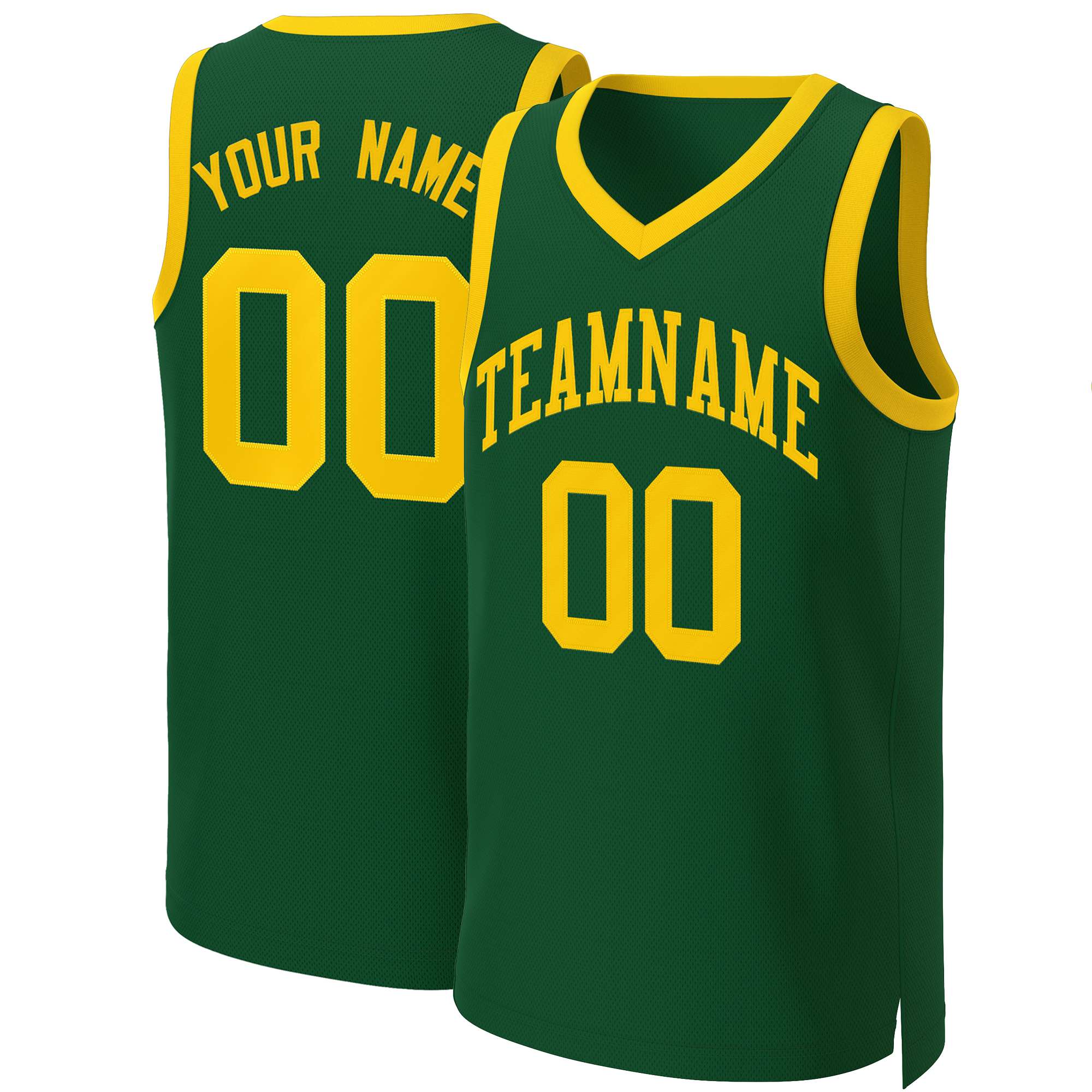 Maillot de basket-ball classique personnalisé en or vert