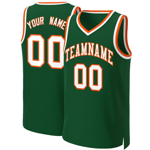 Custom Green White-Orange Classic Tops Basketball Jersey