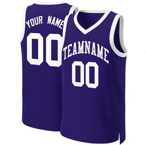 Custom Purple White Classic Tops Basketball Jersey