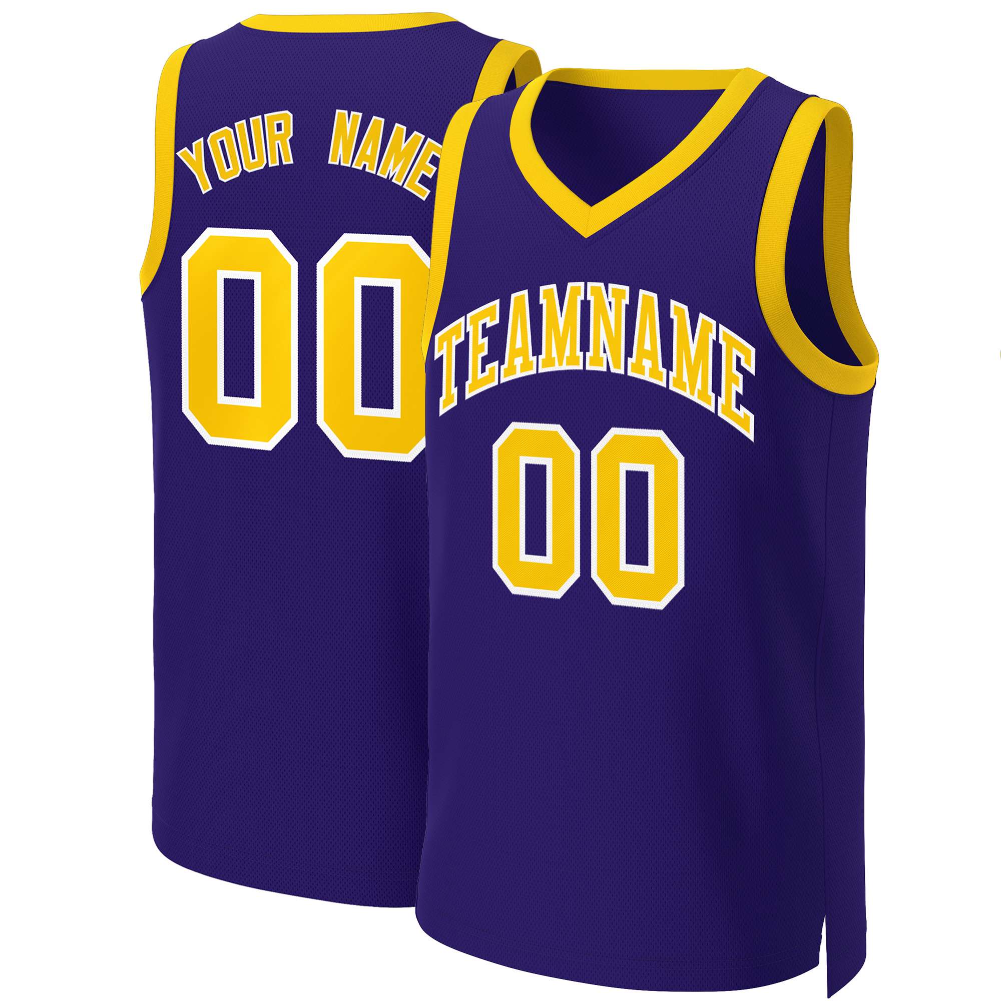 Custom Purple Gold-White Classic Tops Basketball Jersey