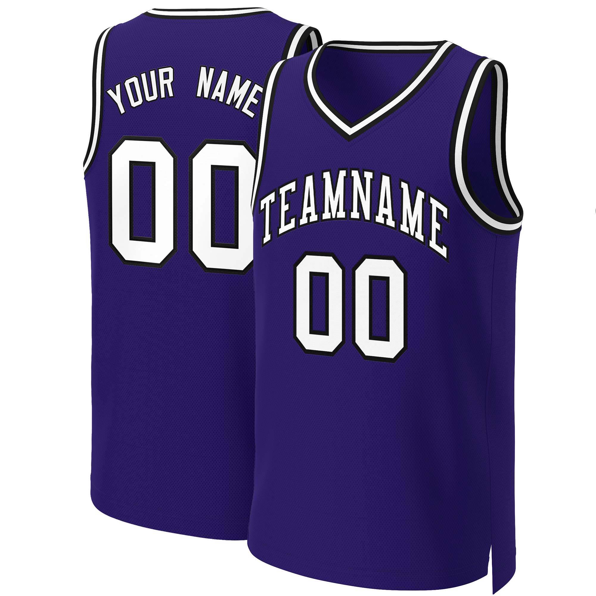 Custom Purple White-Black Classic Tops Basketball Jersey