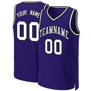 Custom Purple White-Black Classic Tops Basketball Jersey