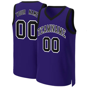 Maillot de basket-ball classique violet noir-blanc personnalisé