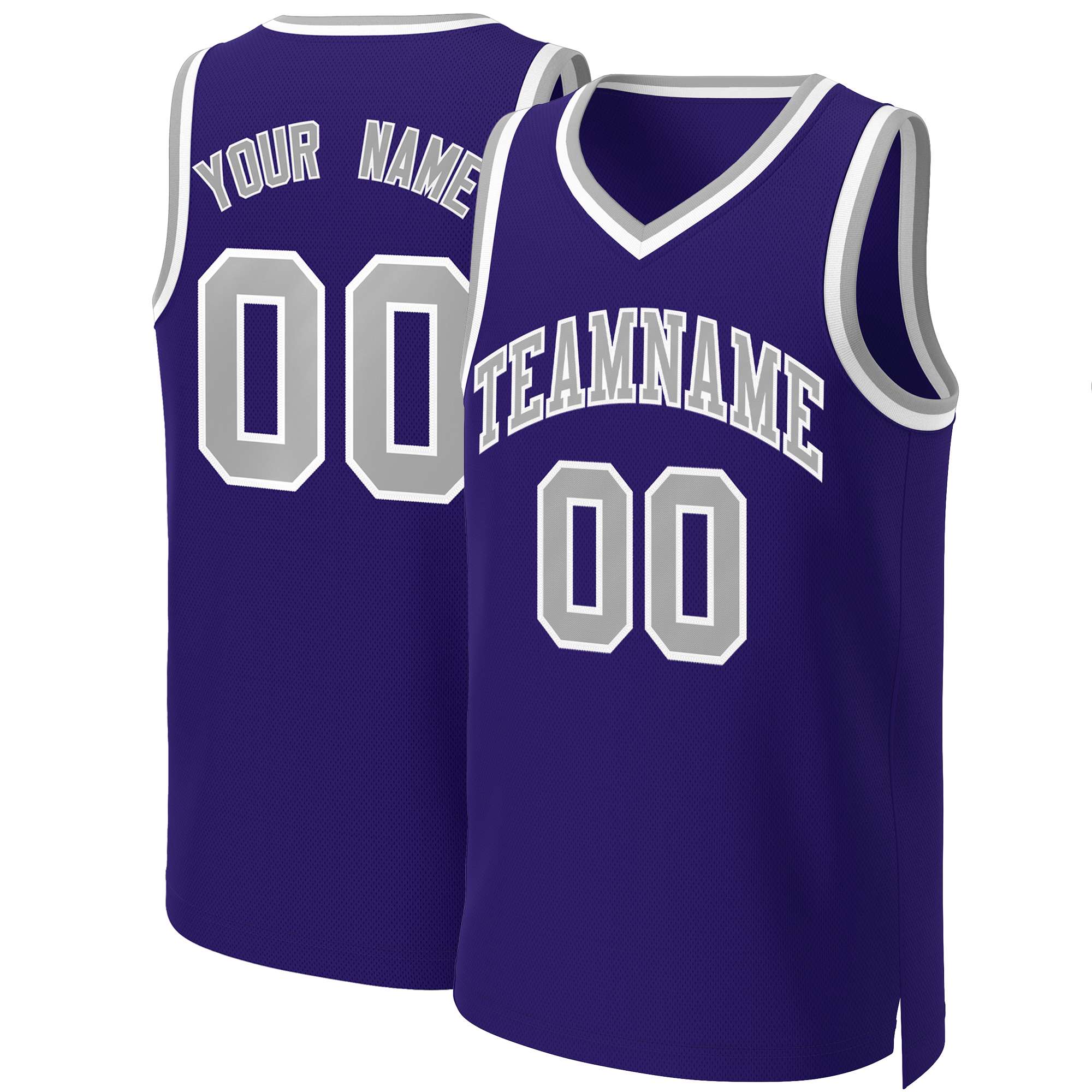 Custom Purple Gray-White Classic Tops Basketball Jersey