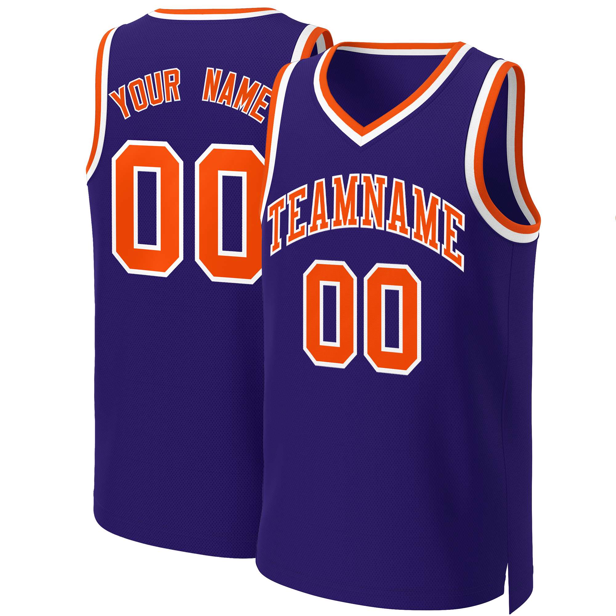 Custom Purple Orange-White Classic Tops Basketball Jersey