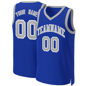 Custom Royal Gray-White Classic Tops Basketball Jersey