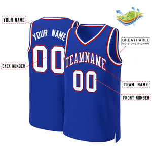 Maillot de basket-ball personnalisé Royal White-Royal Classic Tops