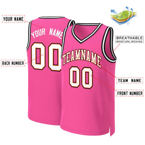 Custom Pink White-Orange Classic Tops Basketball Jersey