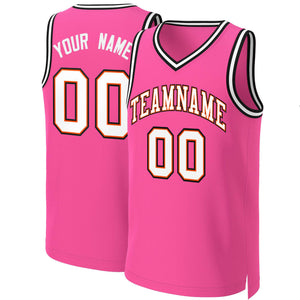 Custom Pink White-Orange Classic Tops Basketball Jersey