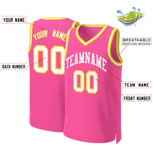 Custom Pink White Classic Tops Basketball Jersey