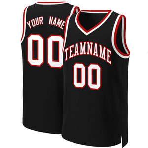 Maillot de basket-ball classique personnalisé noir blanc-rouge