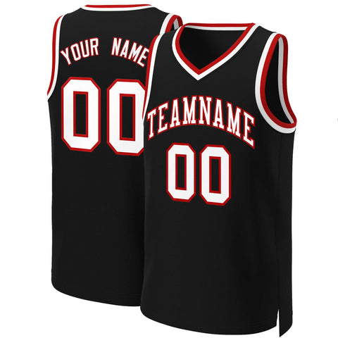 Custom Black White-Red Classic Tops Basketball Jersey
