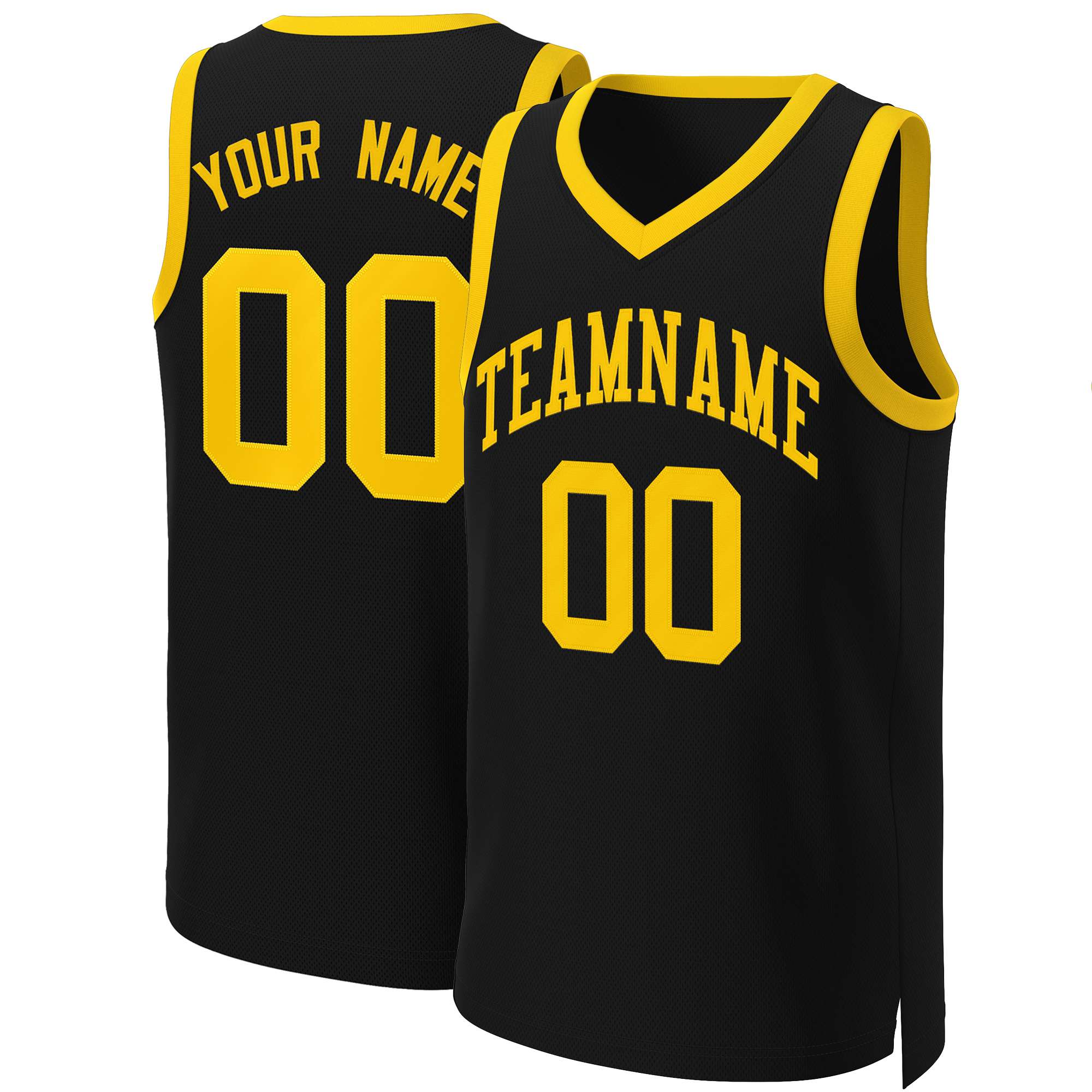 Maillot de basket-ball classique jaune noir personnalisé