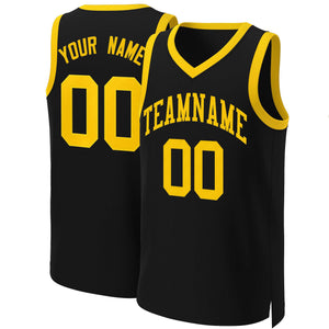 Custom Black Yellow Classic Tops Basketball Jersey