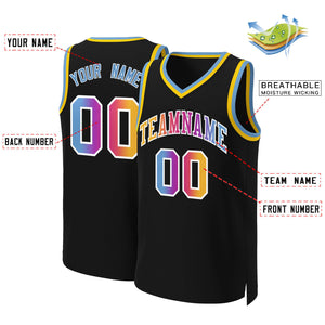 Custom Black Yellow-White Classic Gradient Fashion Tops Basketball Jersey