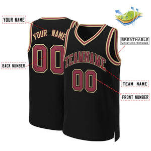 Maillot de basket-ball classique noir marron-noir personnalisé