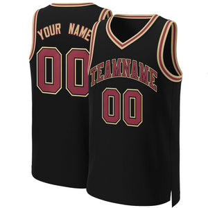 Maillot de basket-ball classique noir marron-noir personnalisé