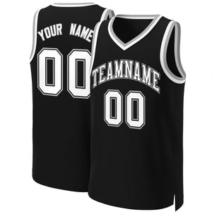 Custom Black White-Black Classic Tops Basketball Jersey