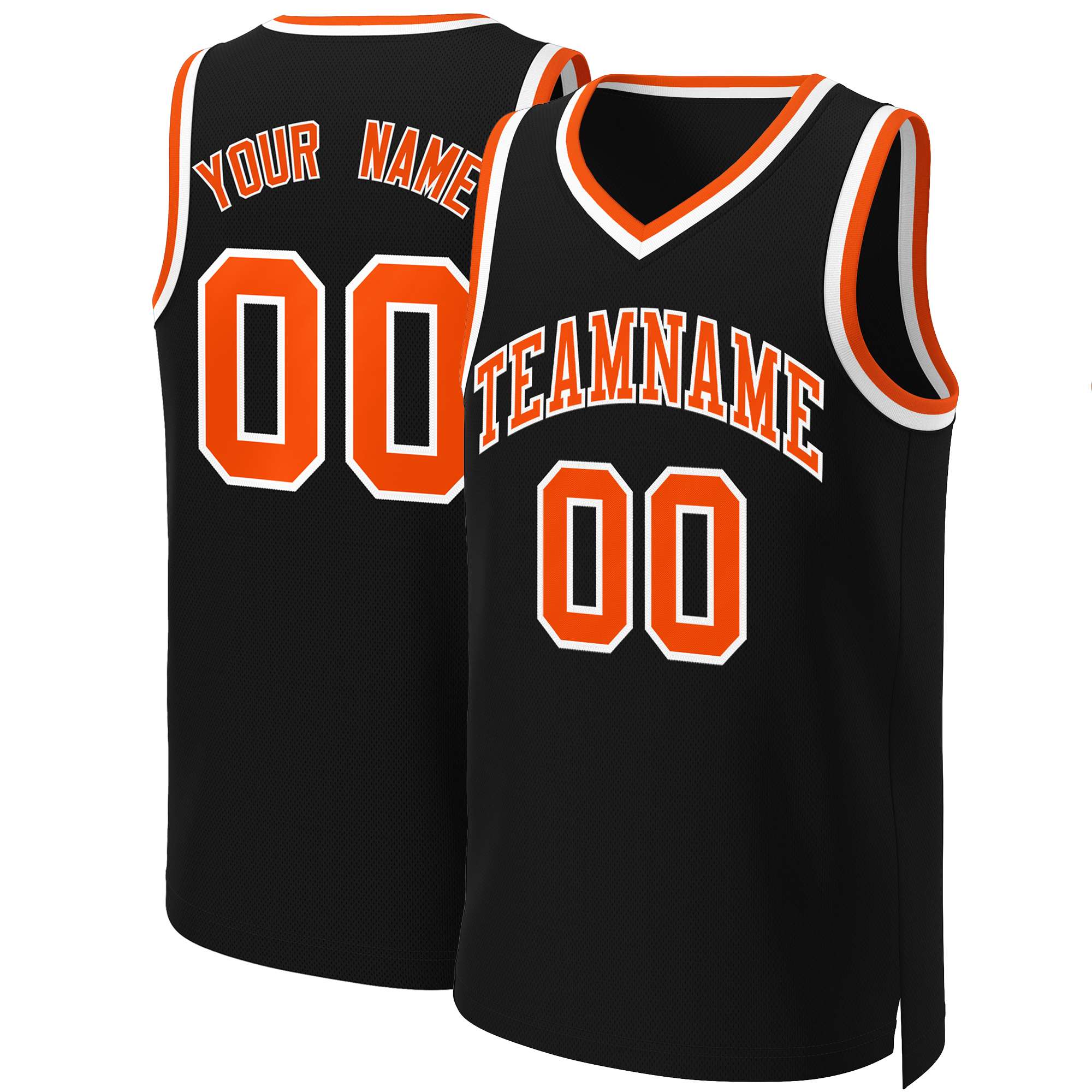 Maillot de basket-ball classique personnalisé noir Orange-blanc