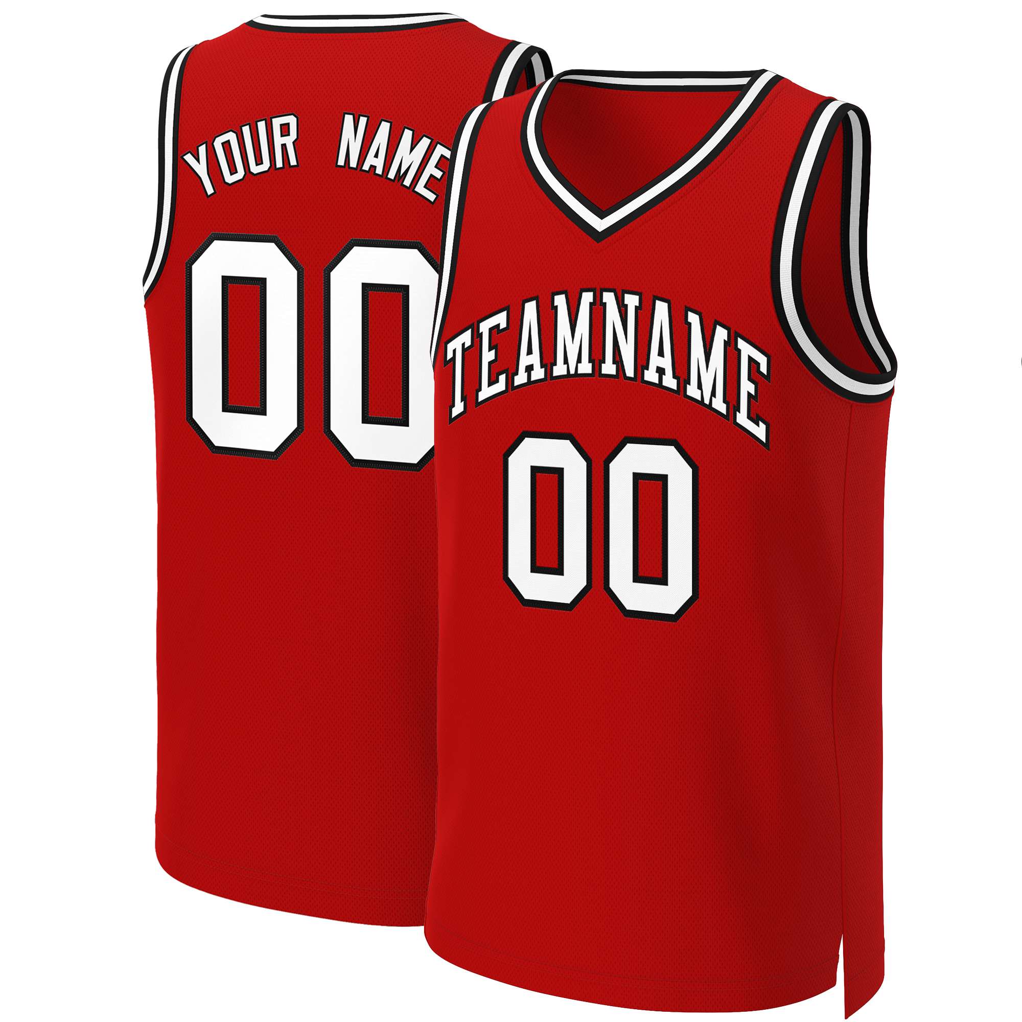 Custom Red White-Black Classic Tops Basketball Jersey