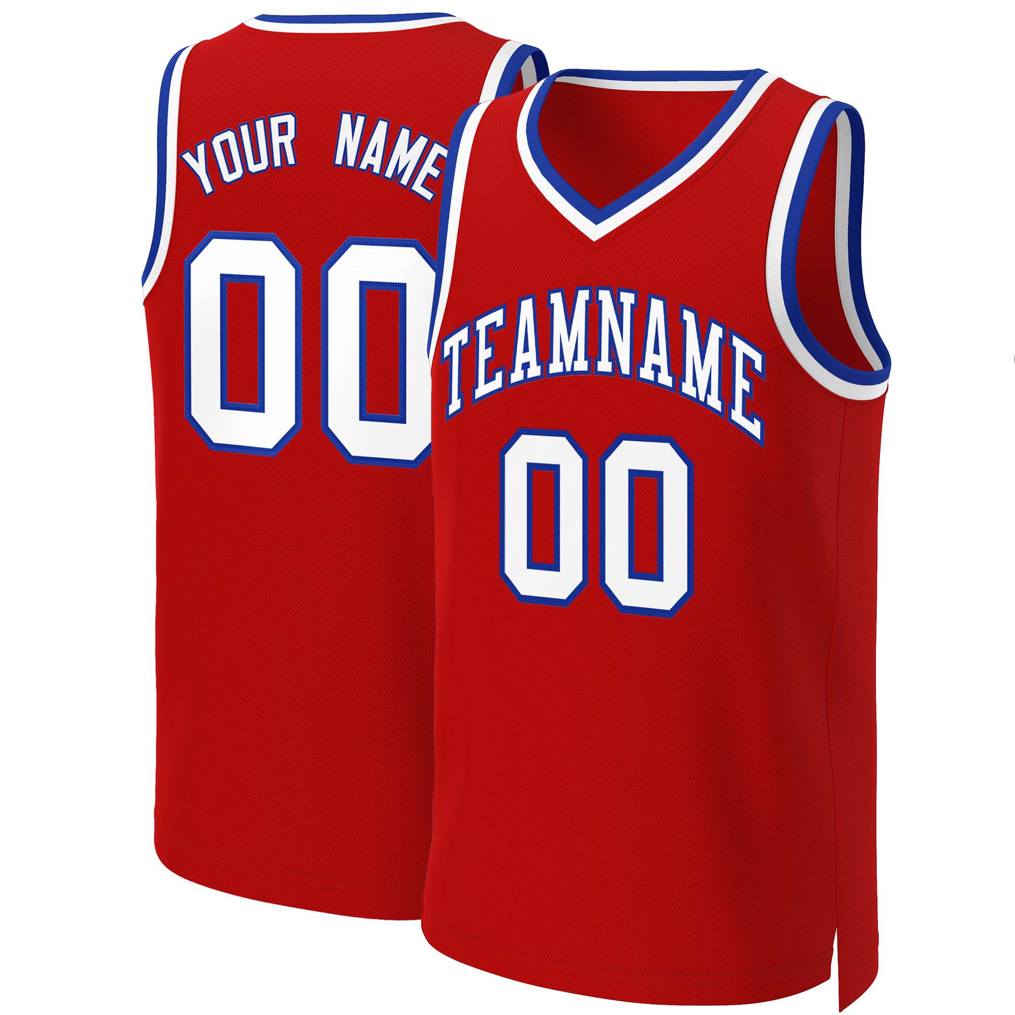 Custom Red White-Royal Classic Tops Basketball Jersey