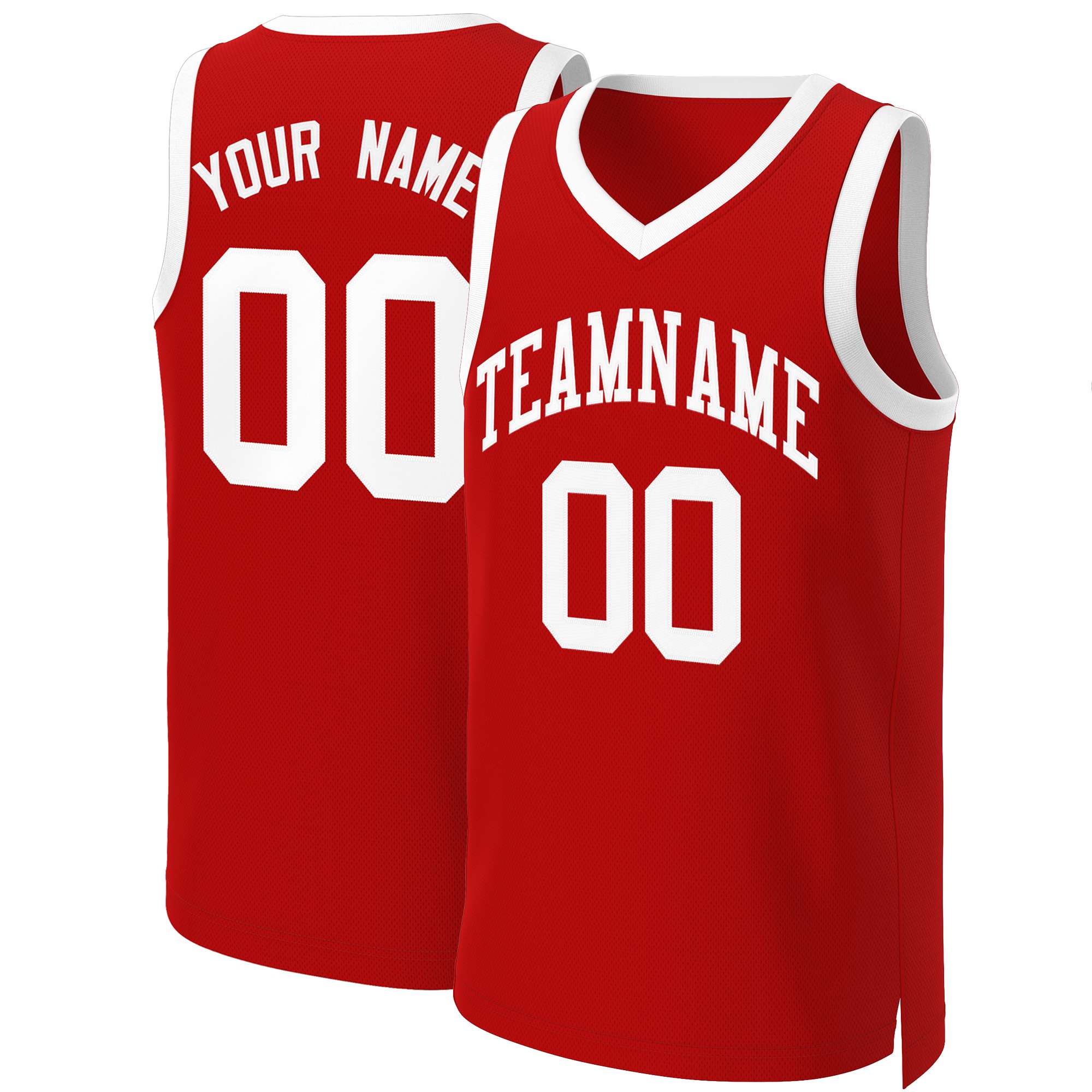 Maillot de basket-ball classique rouge et blanc personnalisé