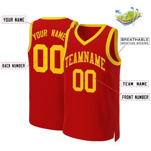 Custom Red Yellow Classic Tops Basketball Jersey