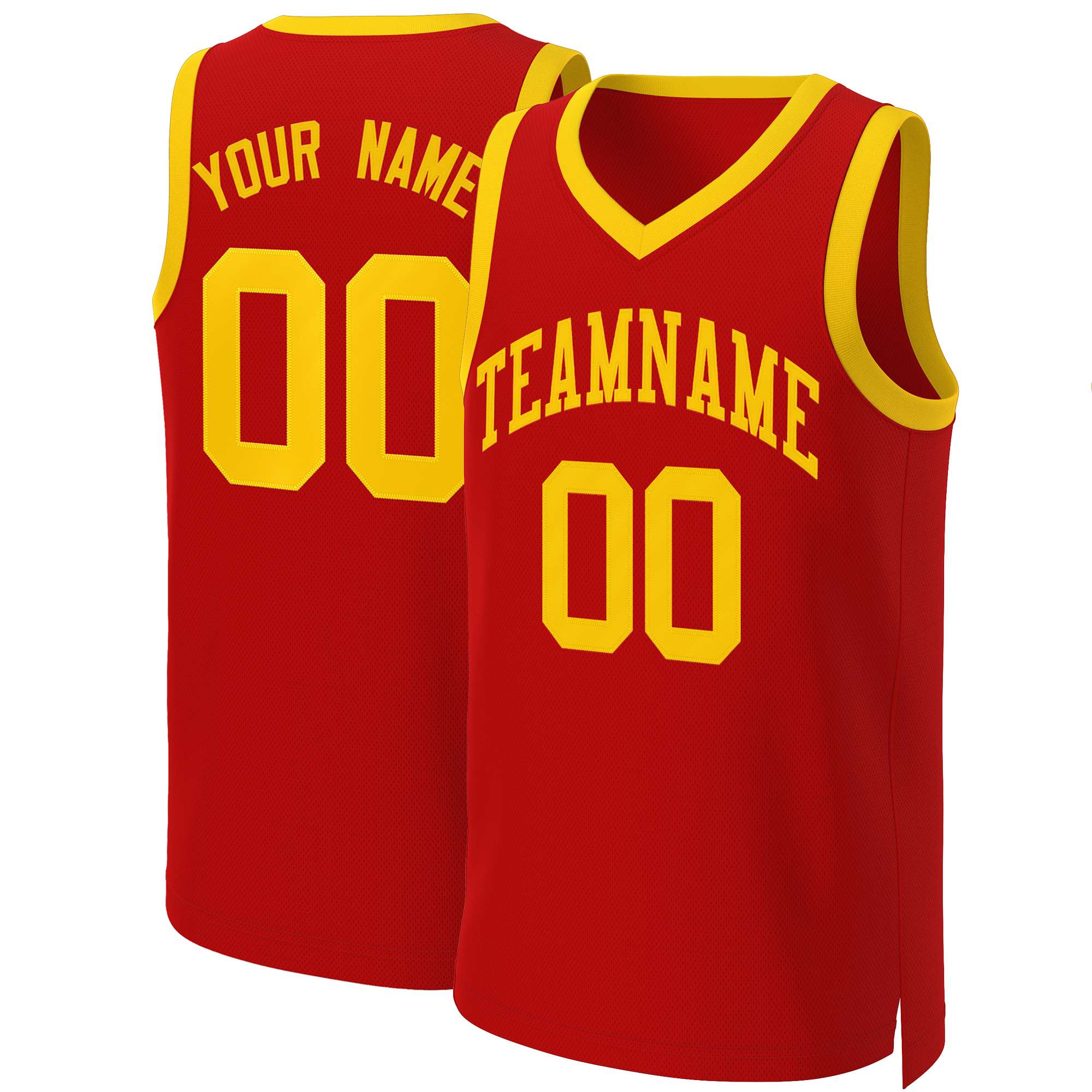 Maillot de basket-ball classique personnalisé rouge jaune