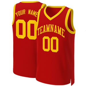 Custom Red Yellow Classic Tops Basketball Jersey